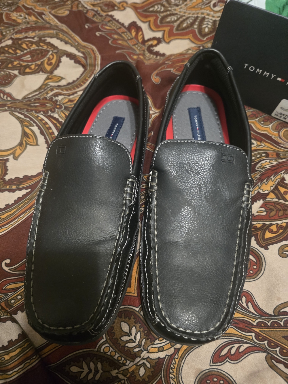 Tommy Hilfiger Flag Hardware Leather Driving Loafer Black